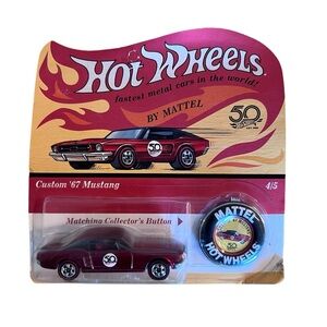 NEW 2017 HOT WHEELS 50th Anniversary Custom 67 Mustang  W/Pin Redline 4/5
